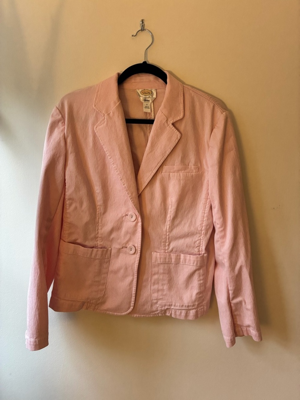 Talbots res and white striped blazer